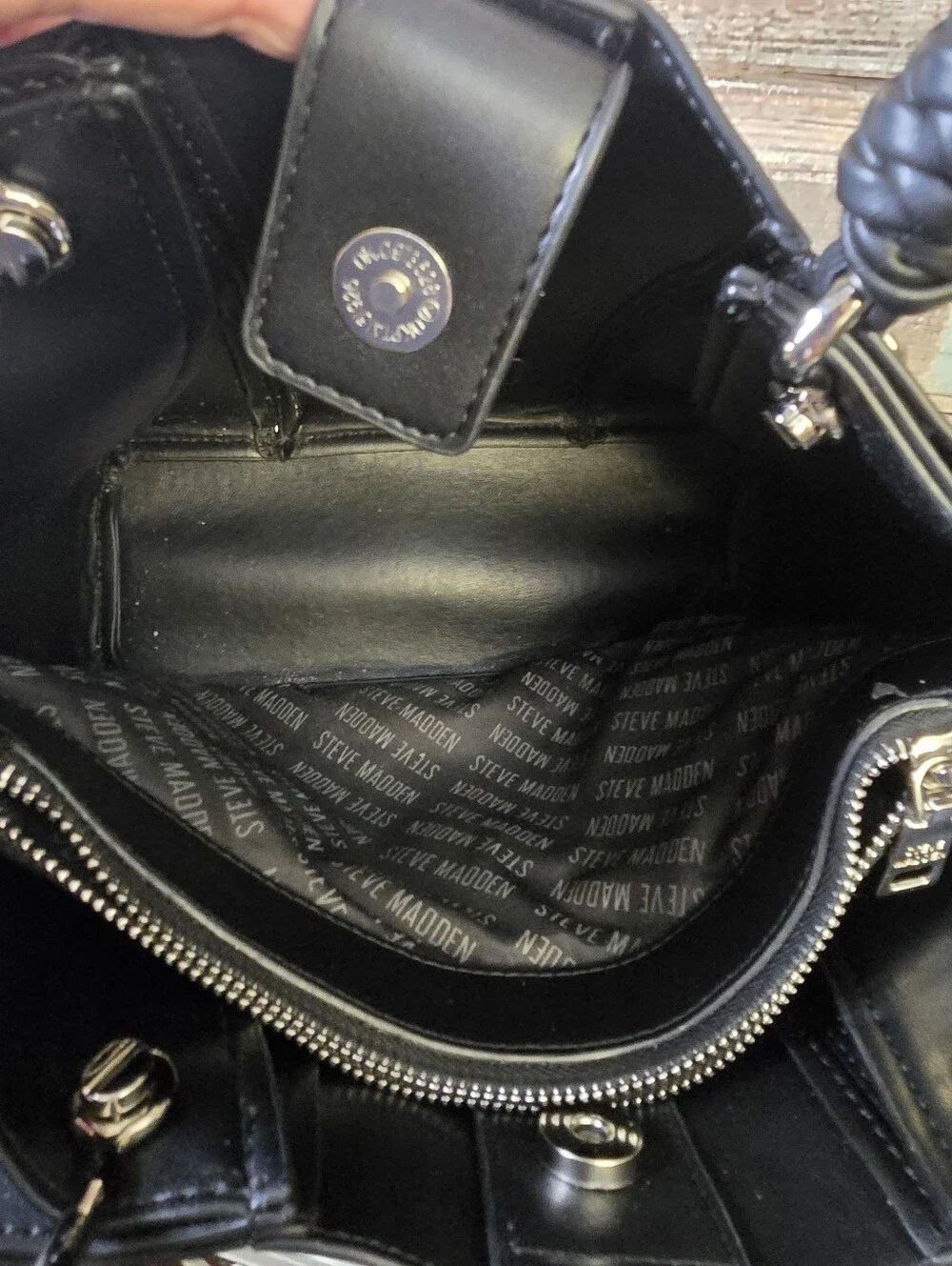 Steve Madden Black Braided-Handle Satchel, NWOT